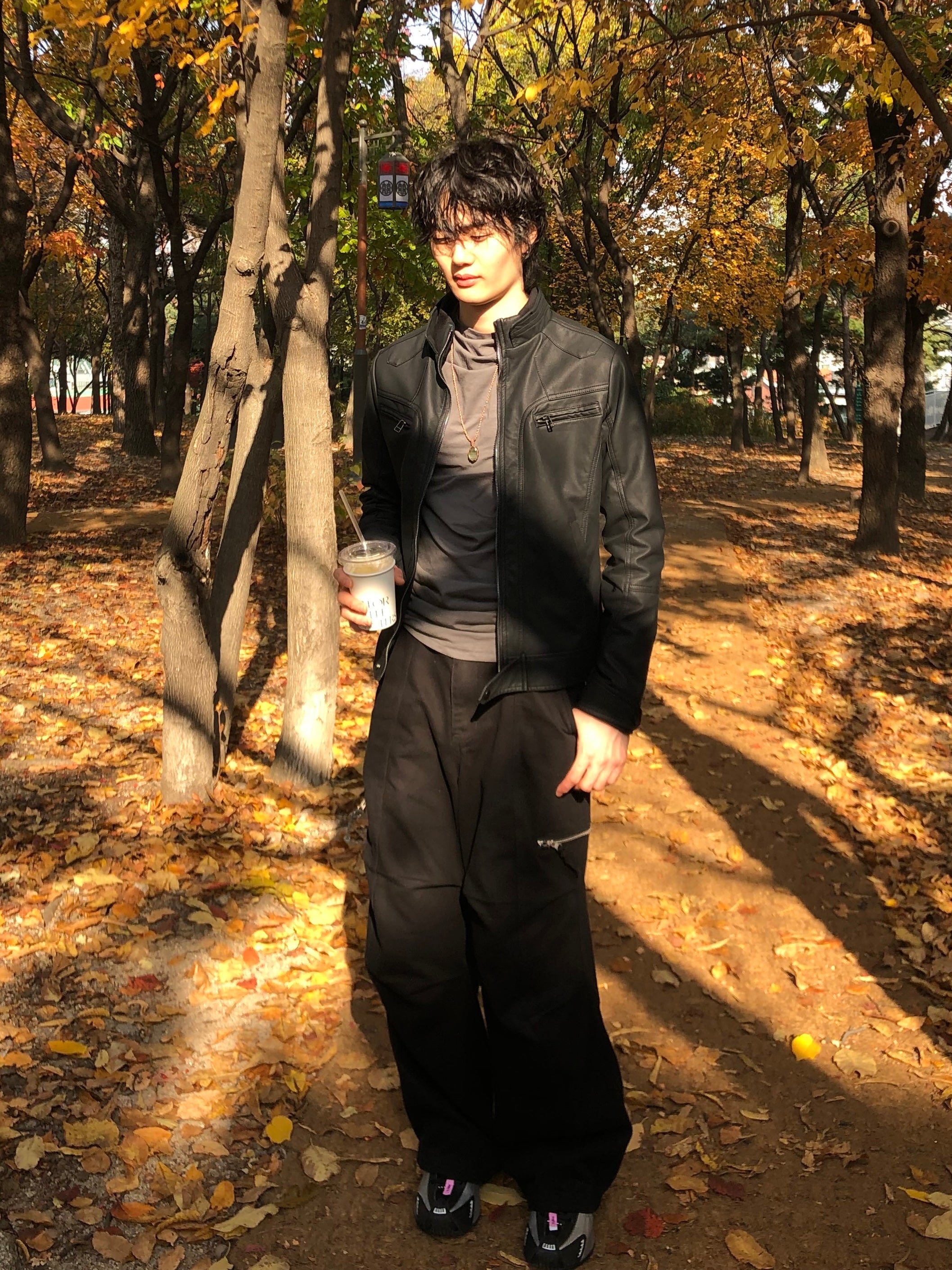 Y2k began leather biker jacket