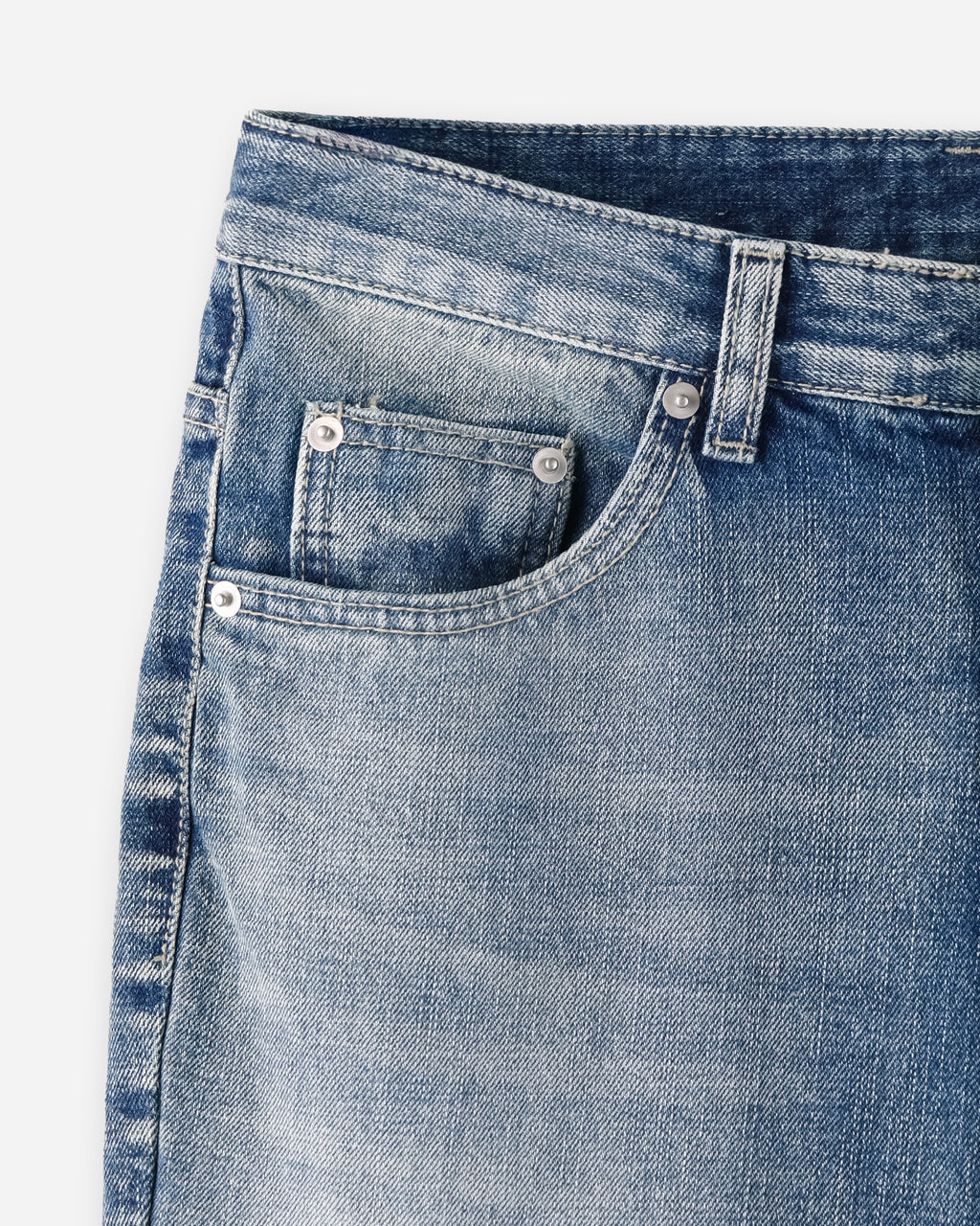 Brushed Mid-Wash Flare Denim Pants