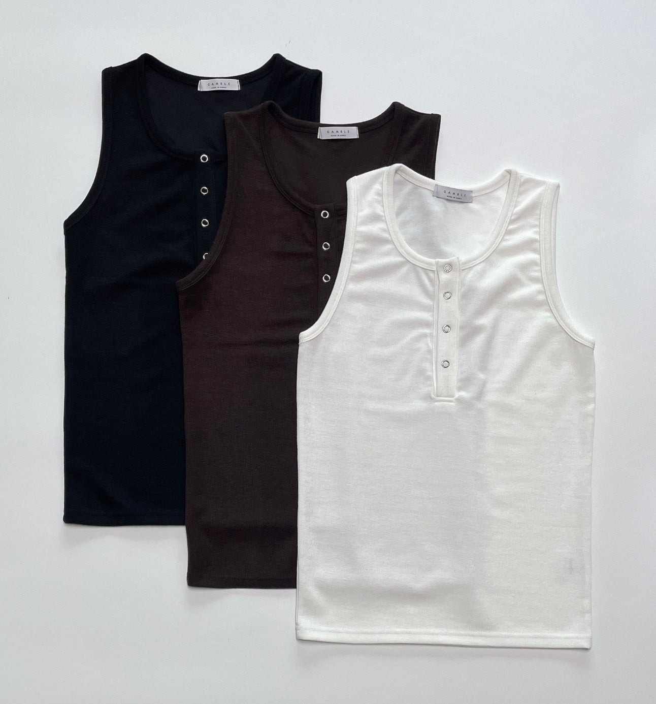 Ring-Button Henley Tank Top