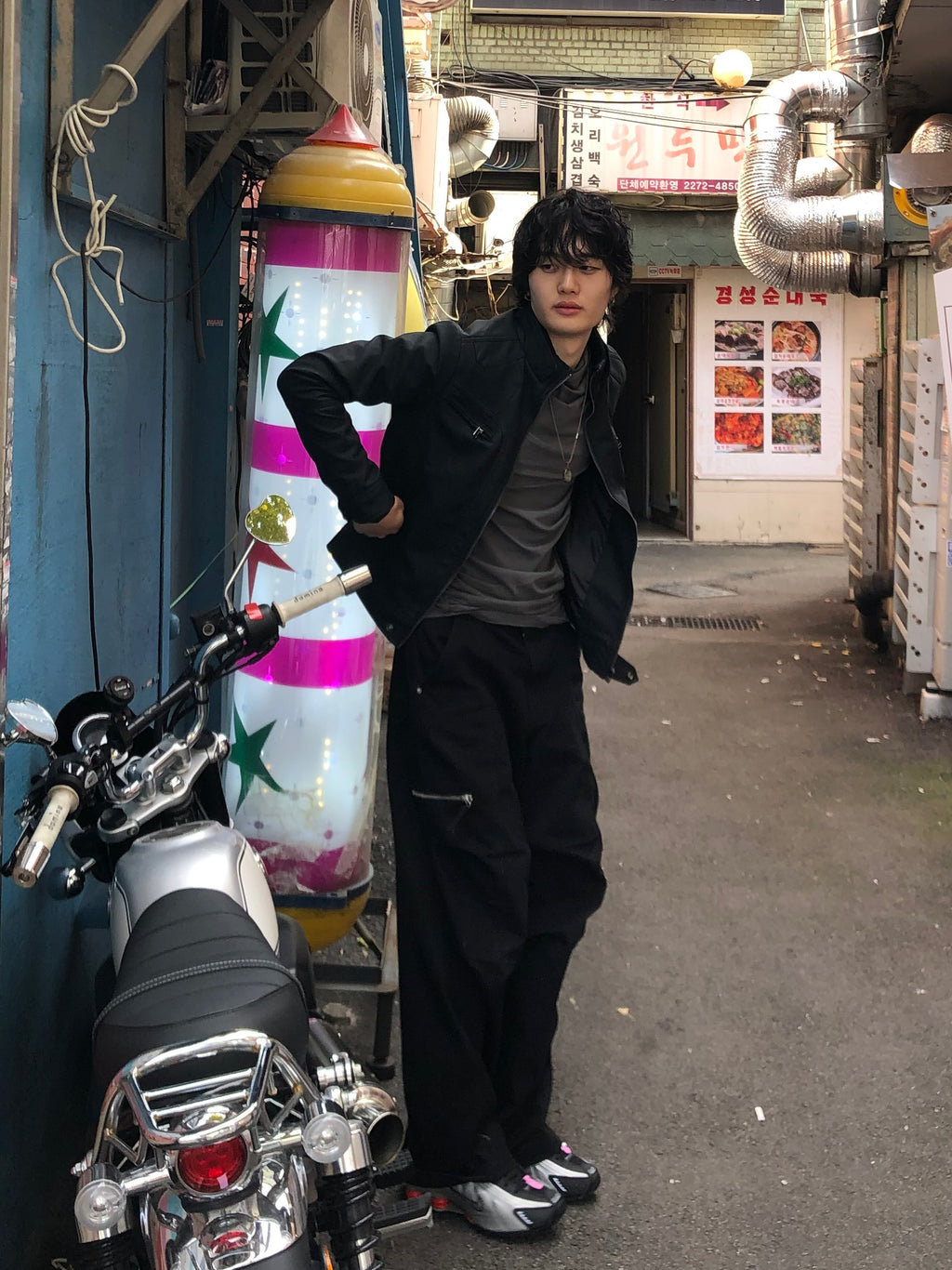 Y2k began leather biker jacket