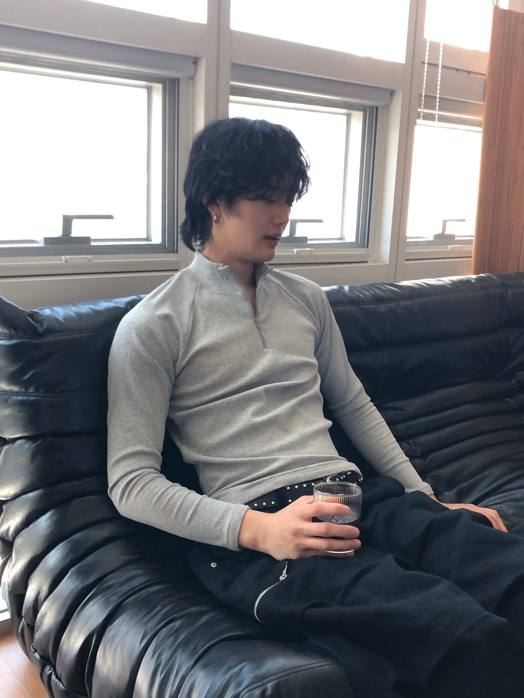 Ribbed Half‑Zip Muscle Top