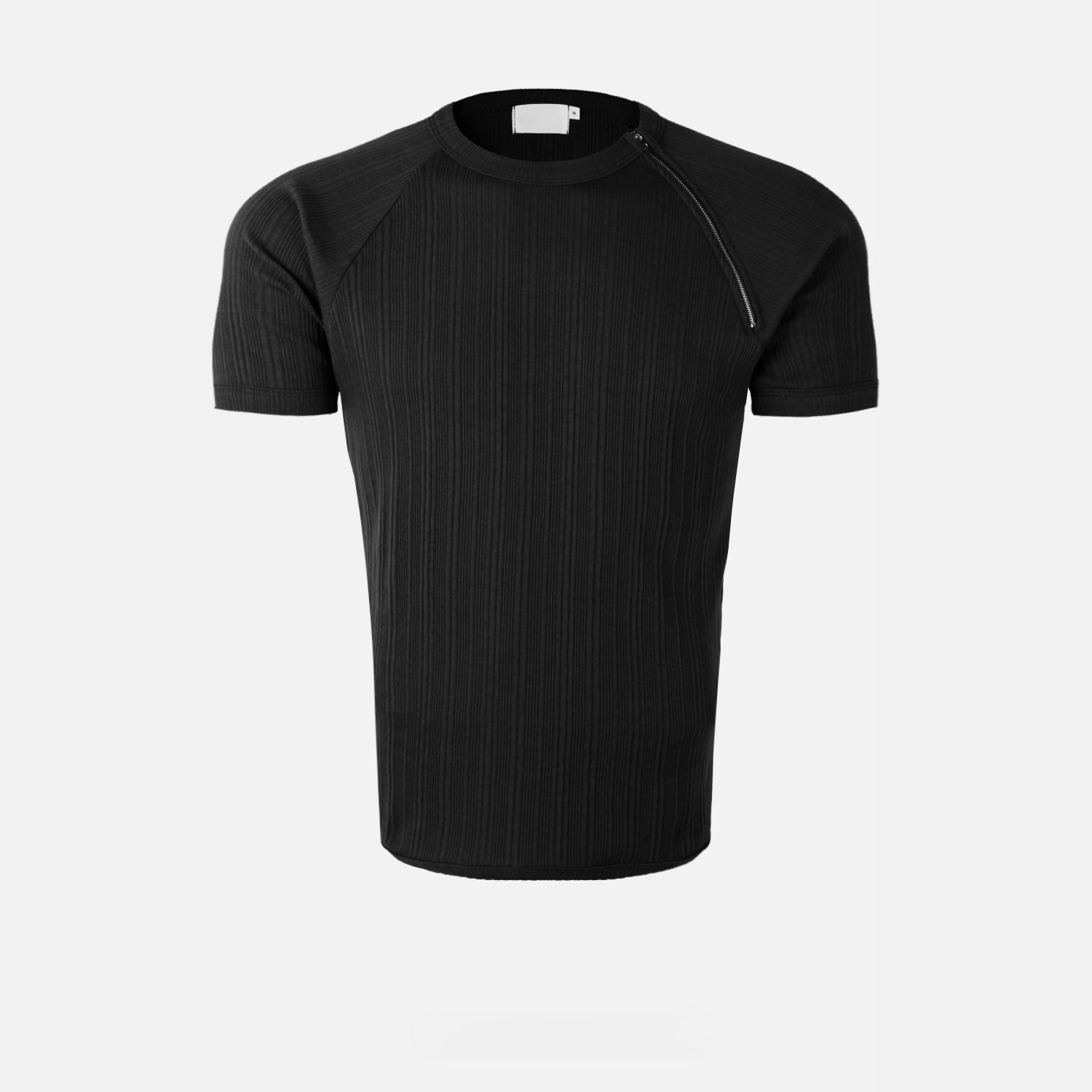 Side-Zip Ribbed Short Sleeve Knit Top