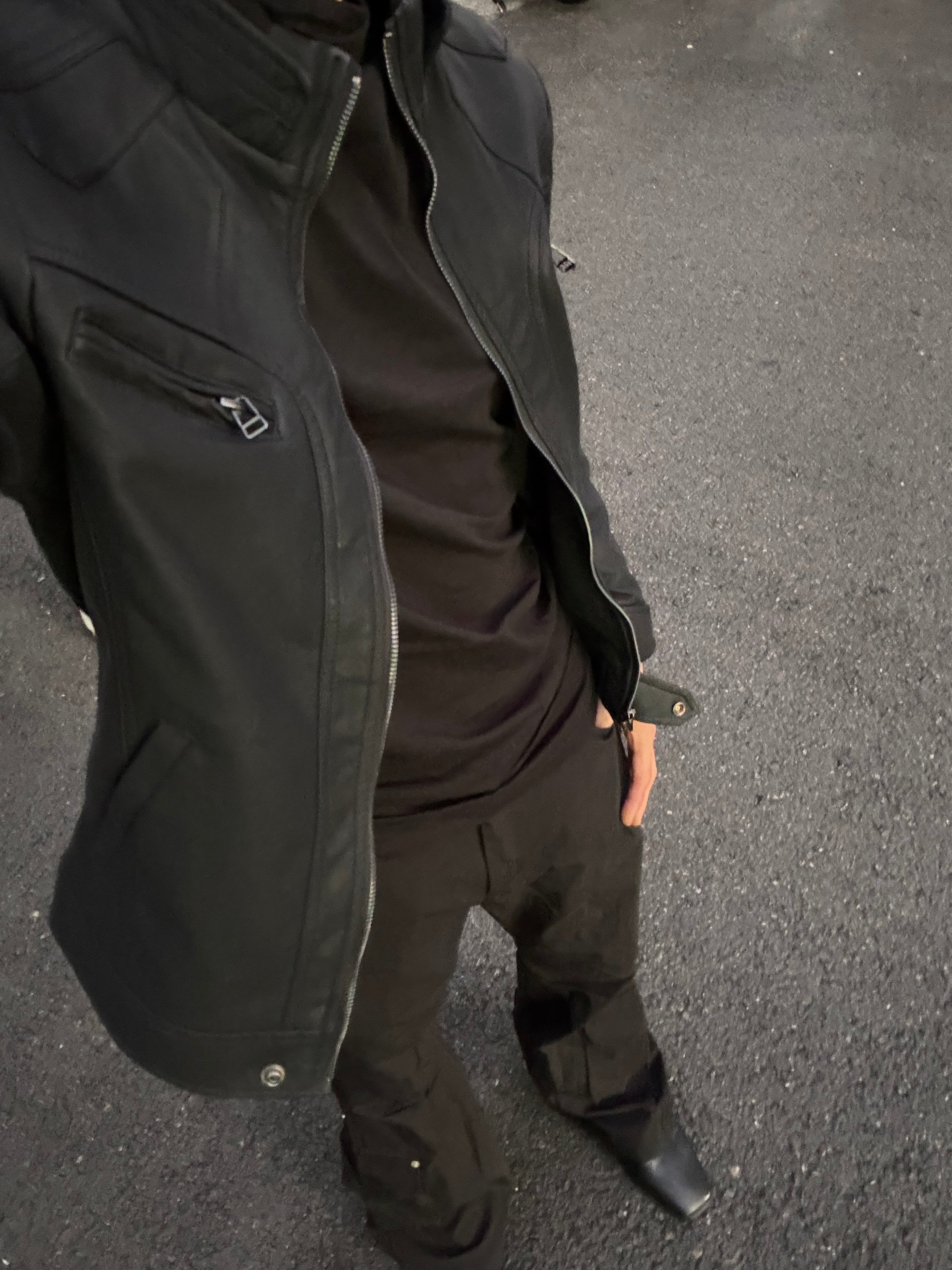 Y2k began leather biker jacket