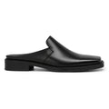 Square-Toe Leather Mule Loafers