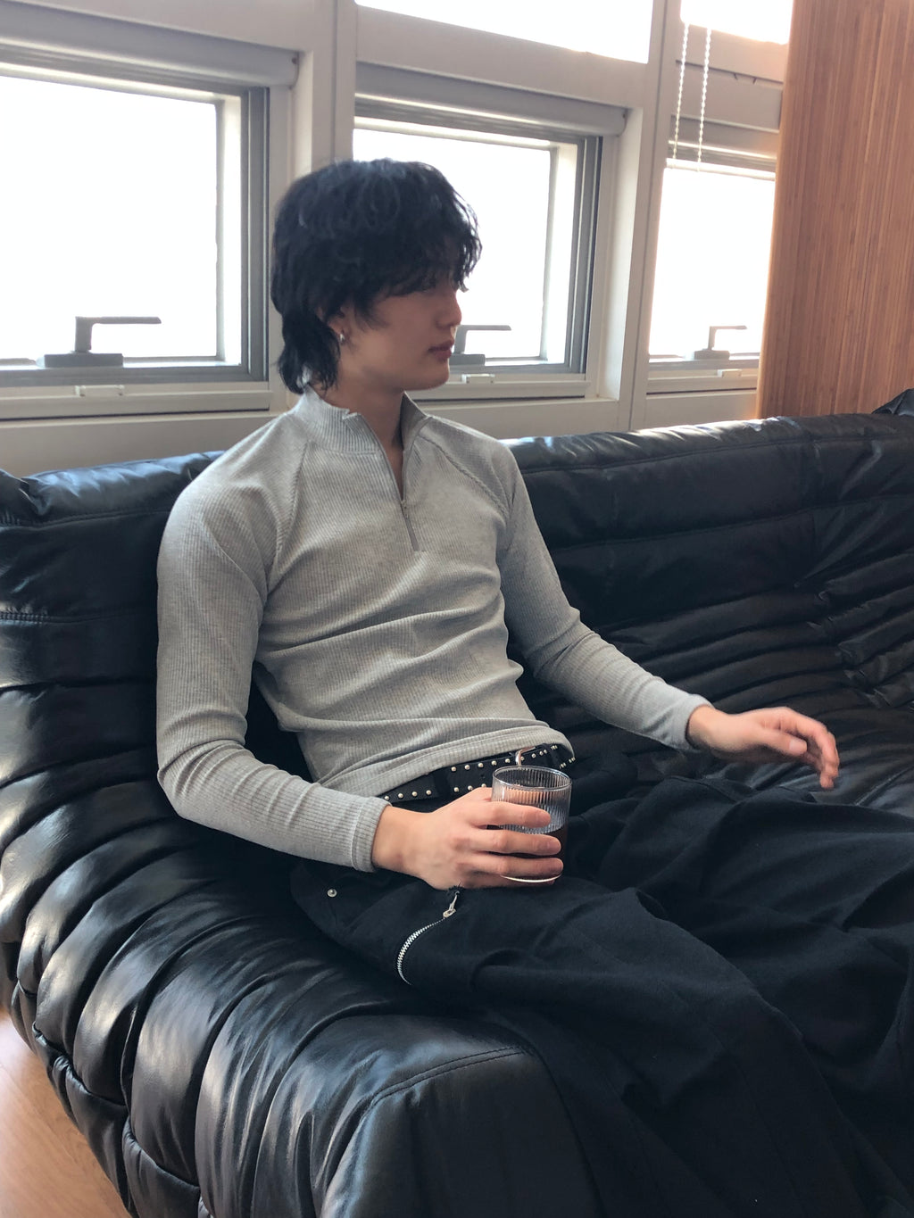 Ribbed Half‑Zip Muscle Top