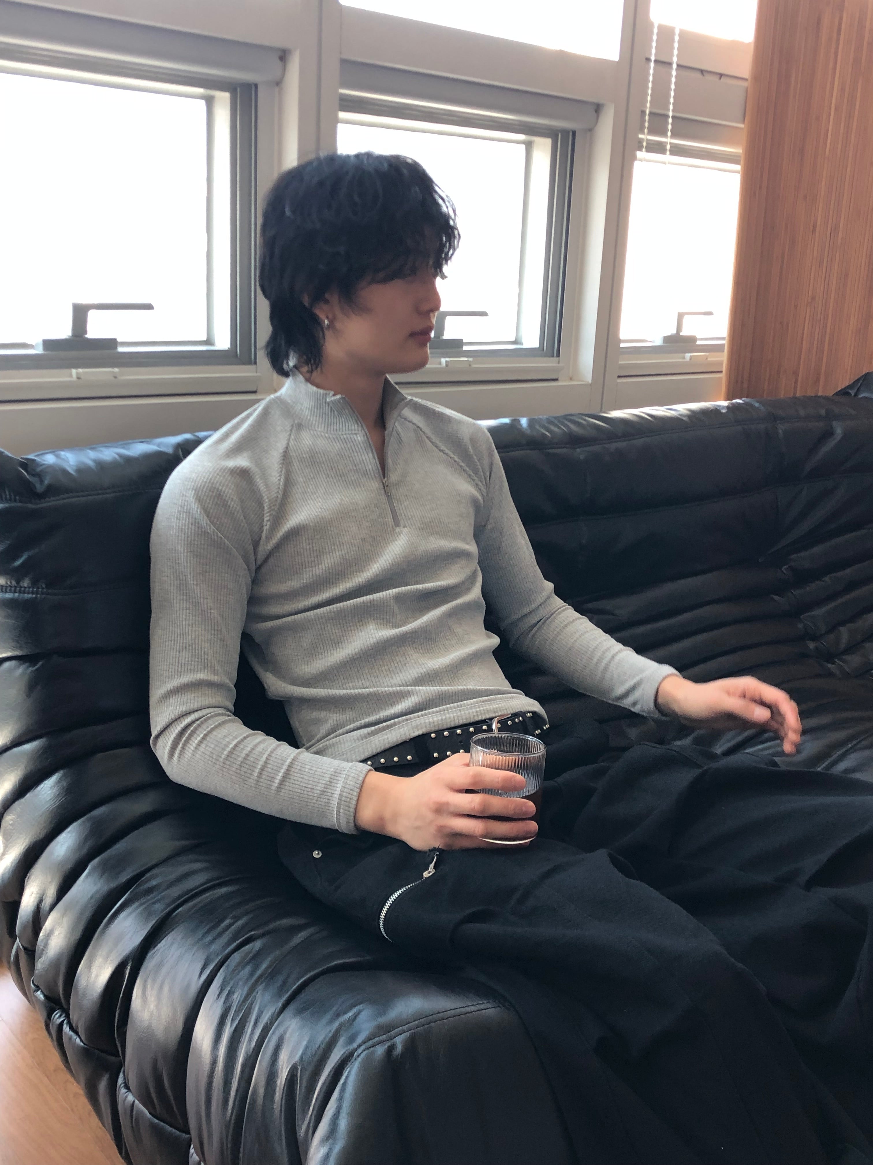 Ribbed Half‑Zip Muscle Top