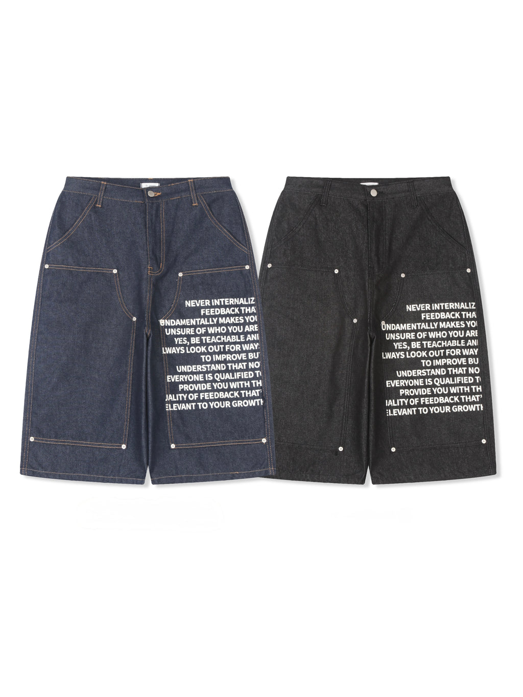Graphic Double-Knee Denim Bermuda Shorts