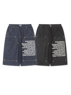 Graphic Double-Knee Denim Bermuda Shorts