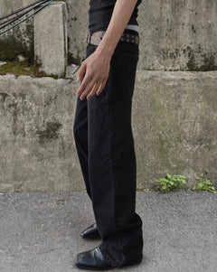 Ring-Zip Black Wide Denim Pants