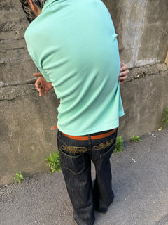 Script-Embroidered Selvedge Jeans
