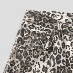 Washed Leopard Wide Cotton Pants