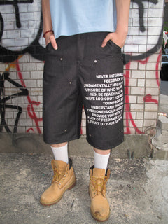 Graphic Double-Knee Denim Bermuda Shorts
