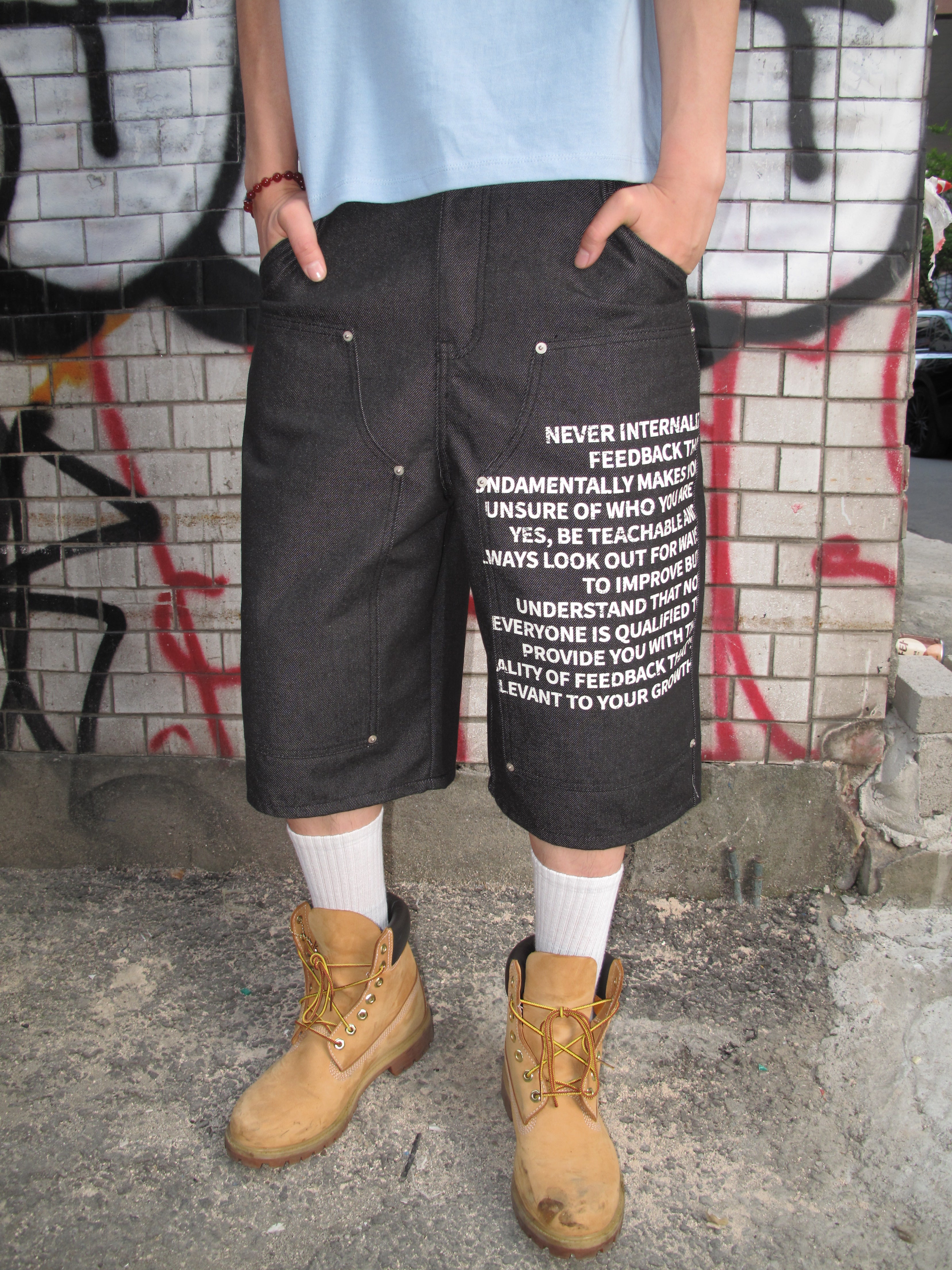 Graphic Double-Knee Denim Bermuda Shorts