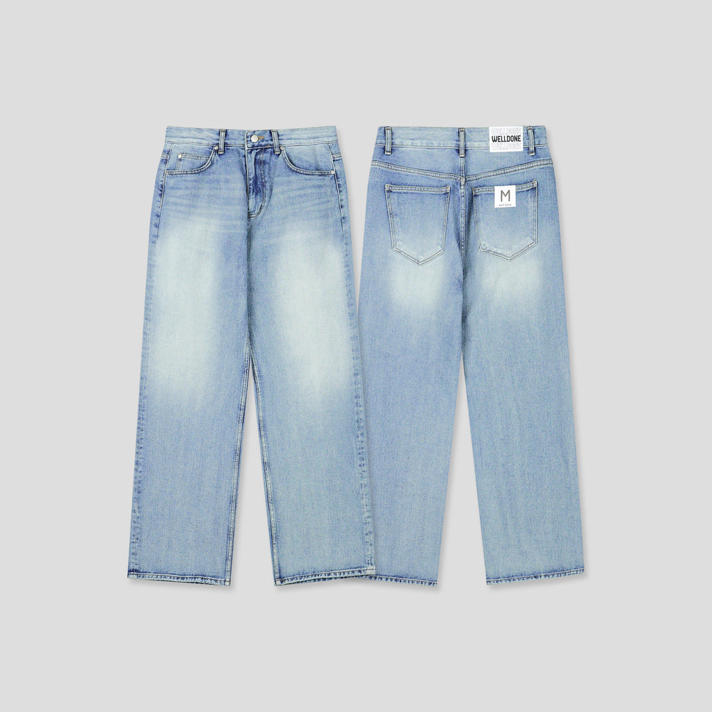 Milk Light-Wash Wide Denim Pants