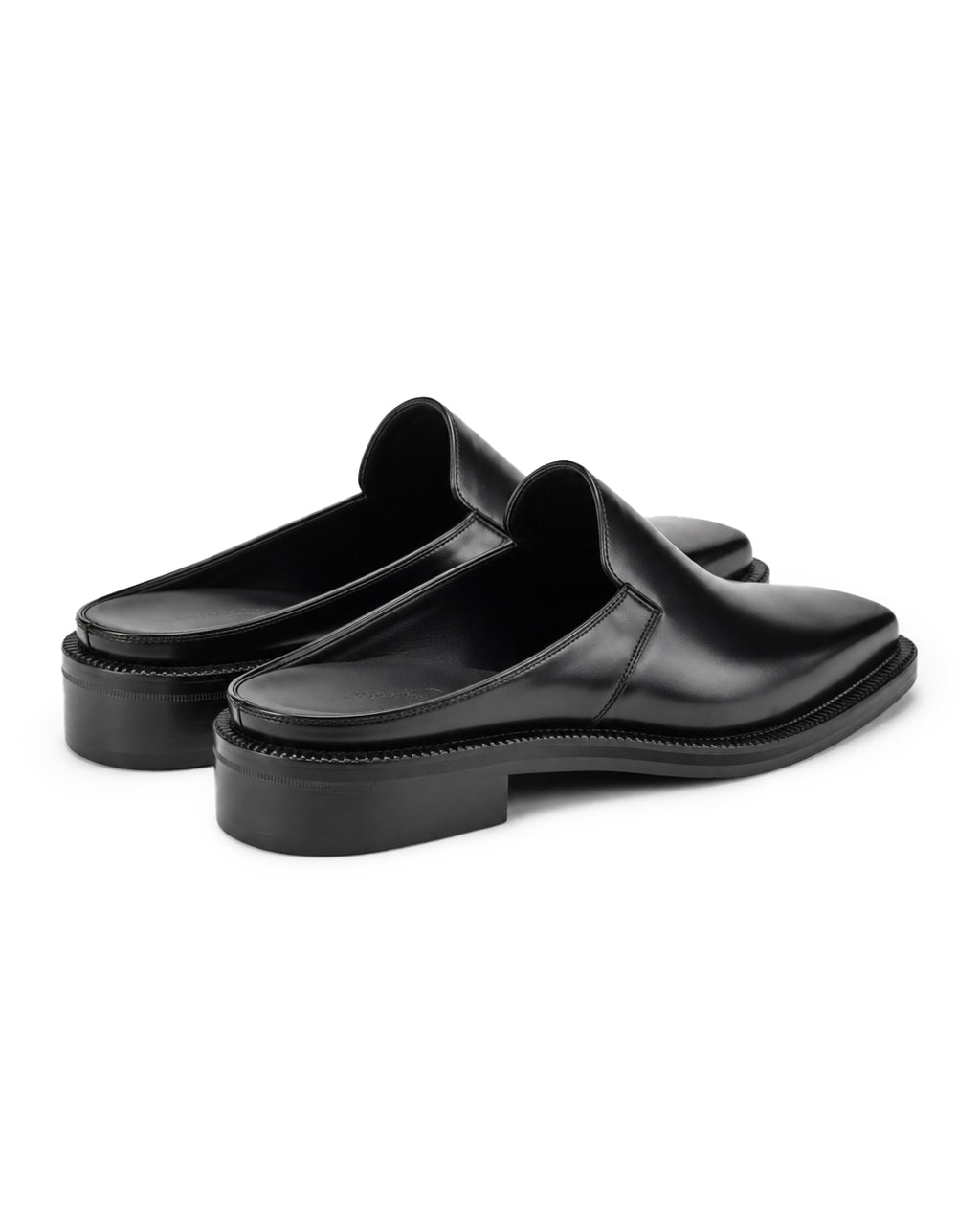 Square-Toe Leather Mule Loafers