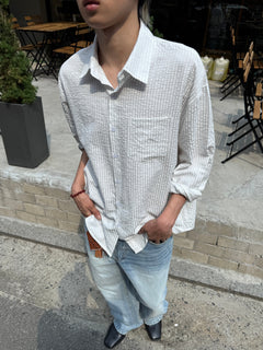 Textured Stripe Seersucker Shirt
