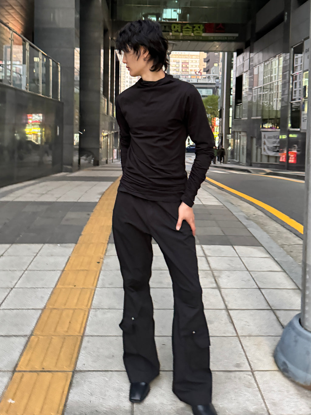 Soft Shirring Long Sleeve Top