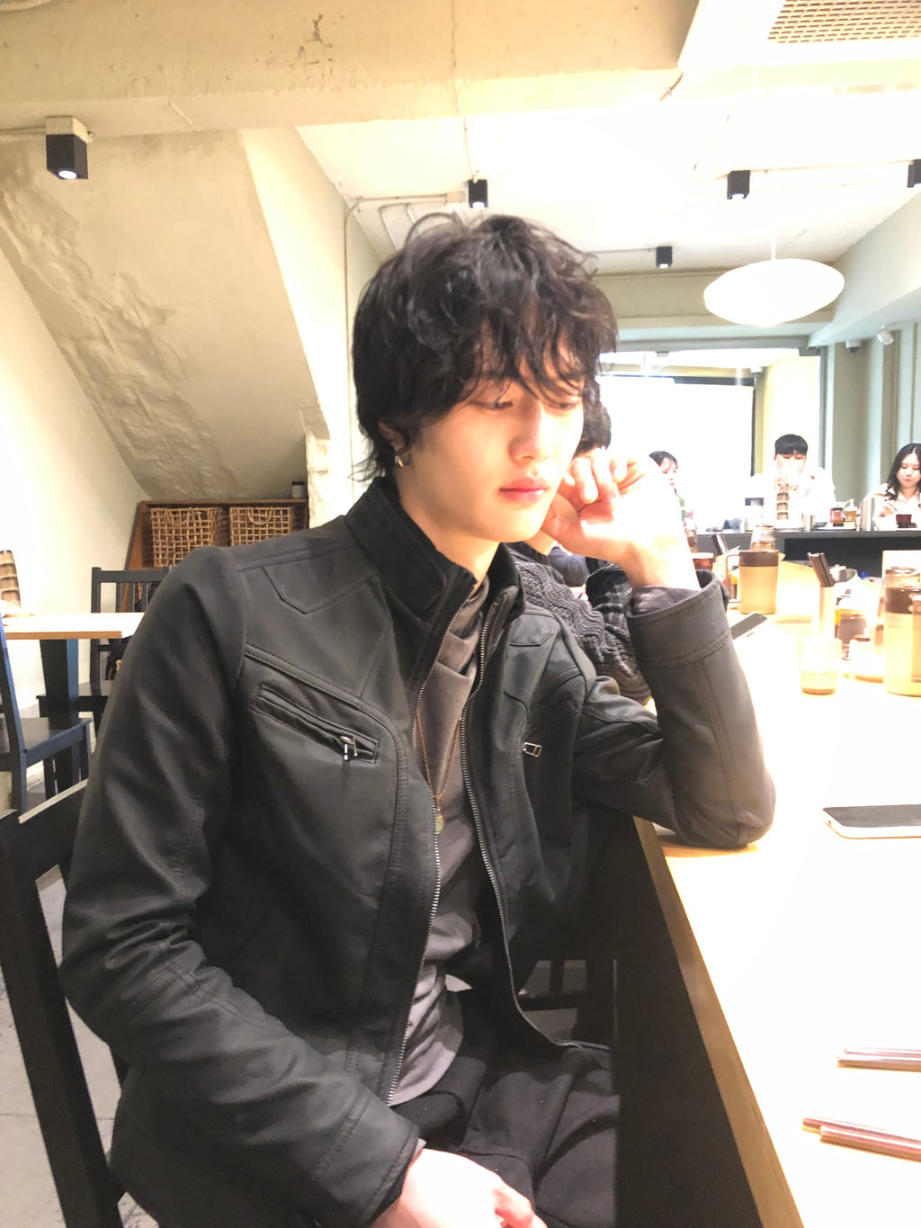 Y2k began leather biker jacket