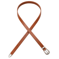 Western Curve-Buckle Leather Belt