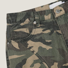 Washed Camo Panel Cargo Pants