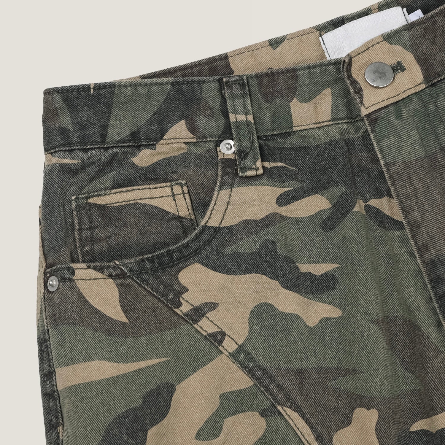Washed Camo Panel Cargo Pants