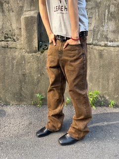 Brown-Black Mid-Wide Denim Pants