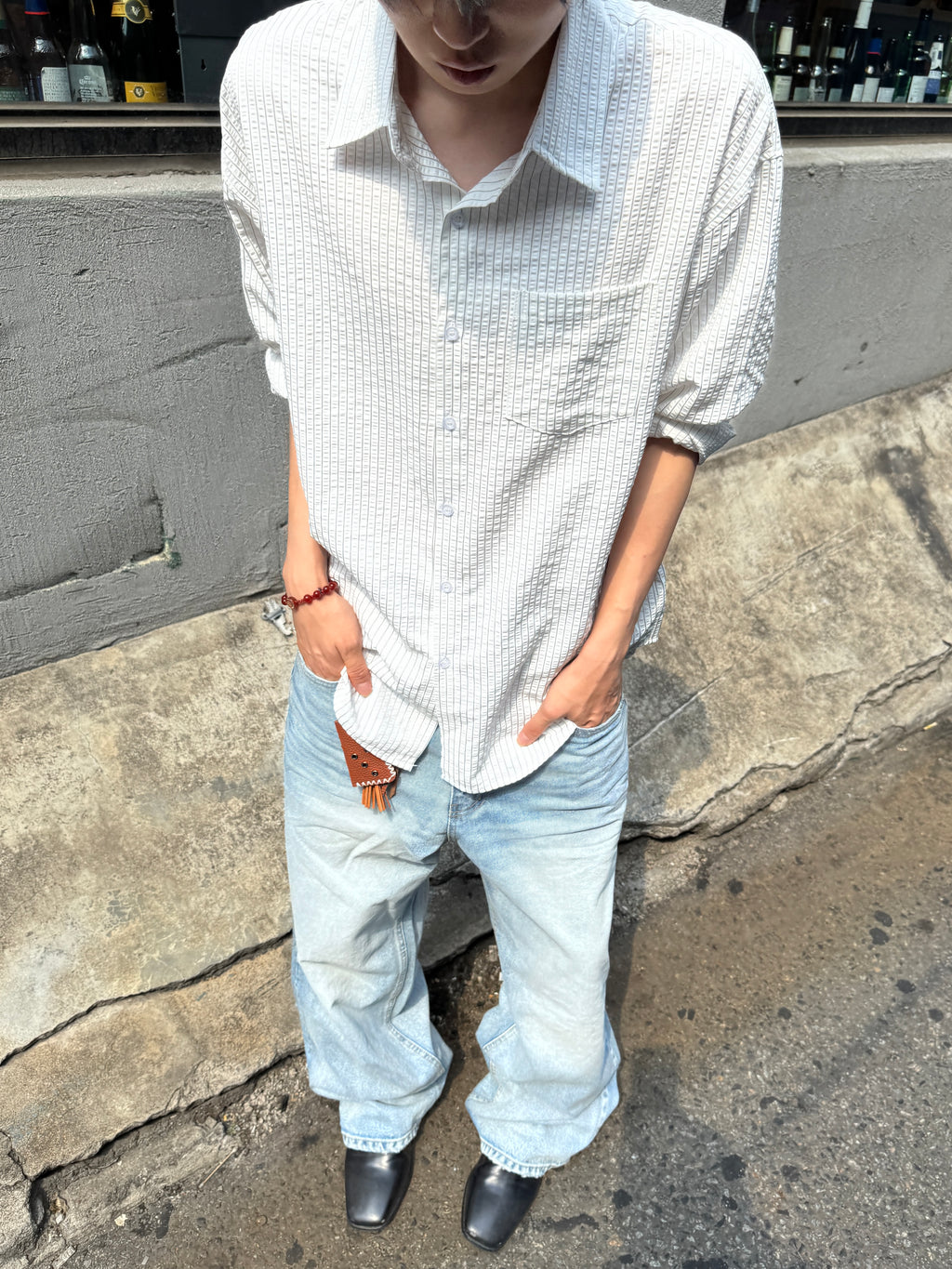 Textured Stripe Seersucker Shirt