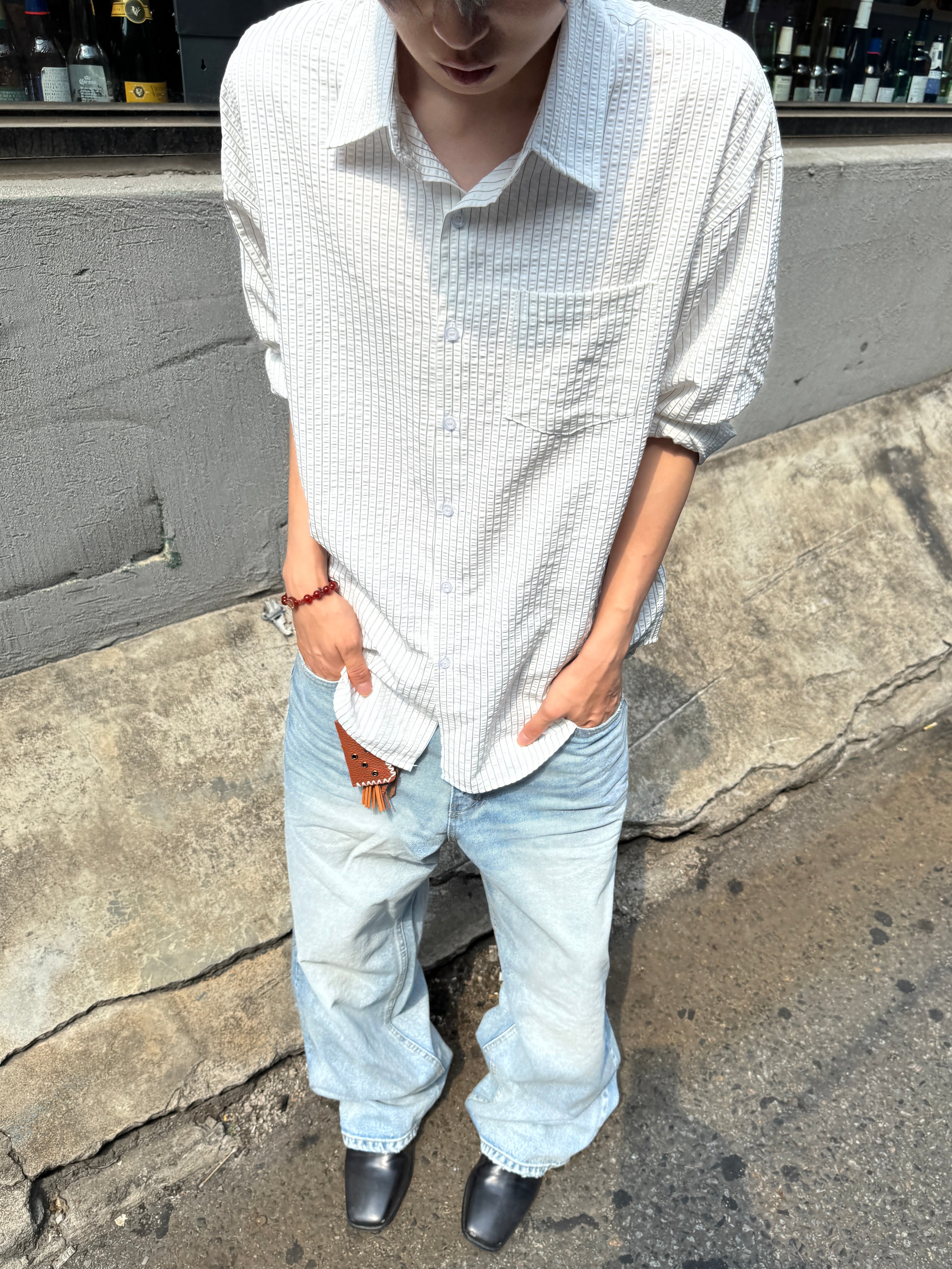 Textured Stripe Seersucker Shirt