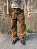 Brown-Black Mid-Wide Denim Pants