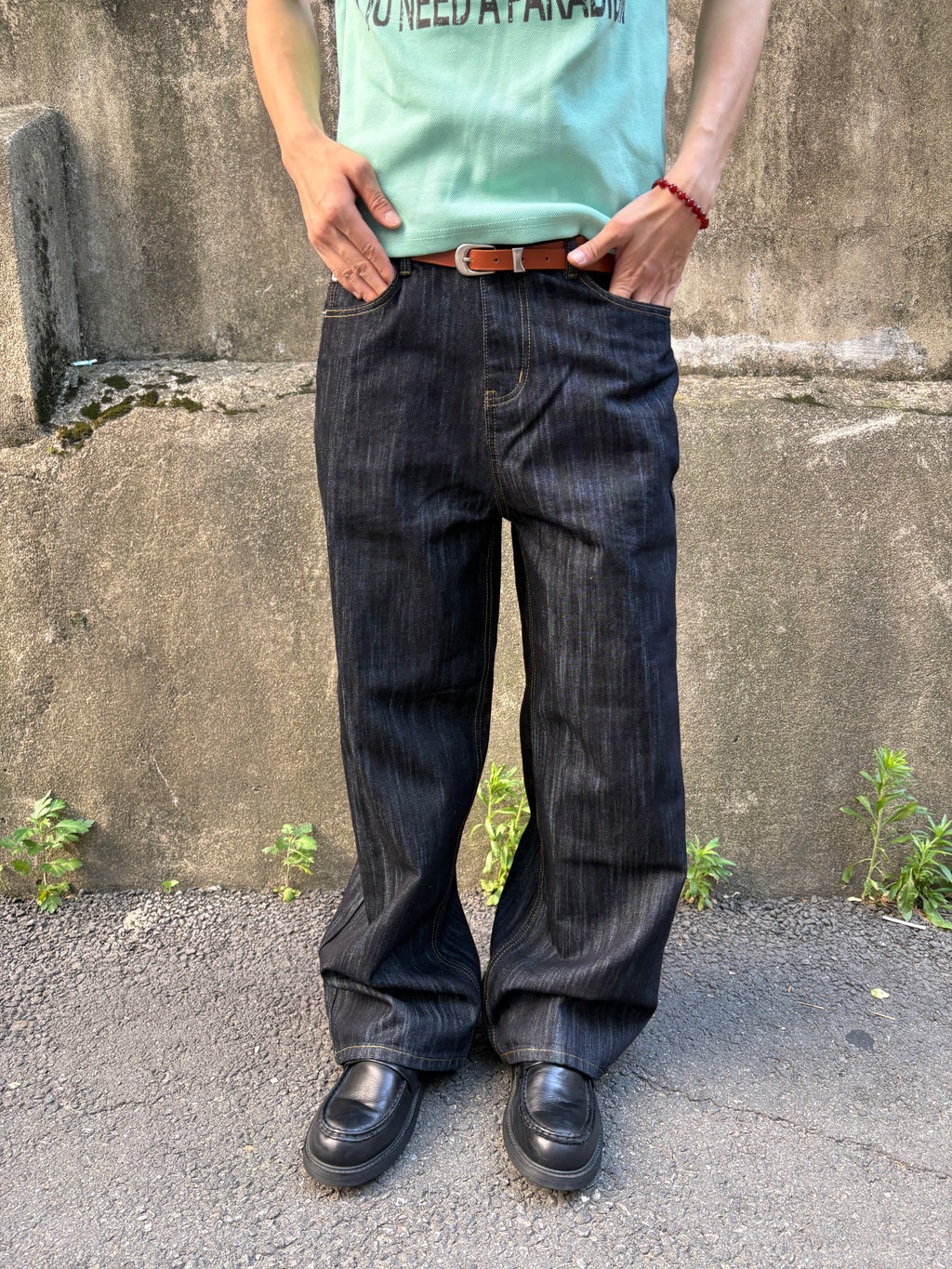 Script-Embroidered Selvedge Jeans