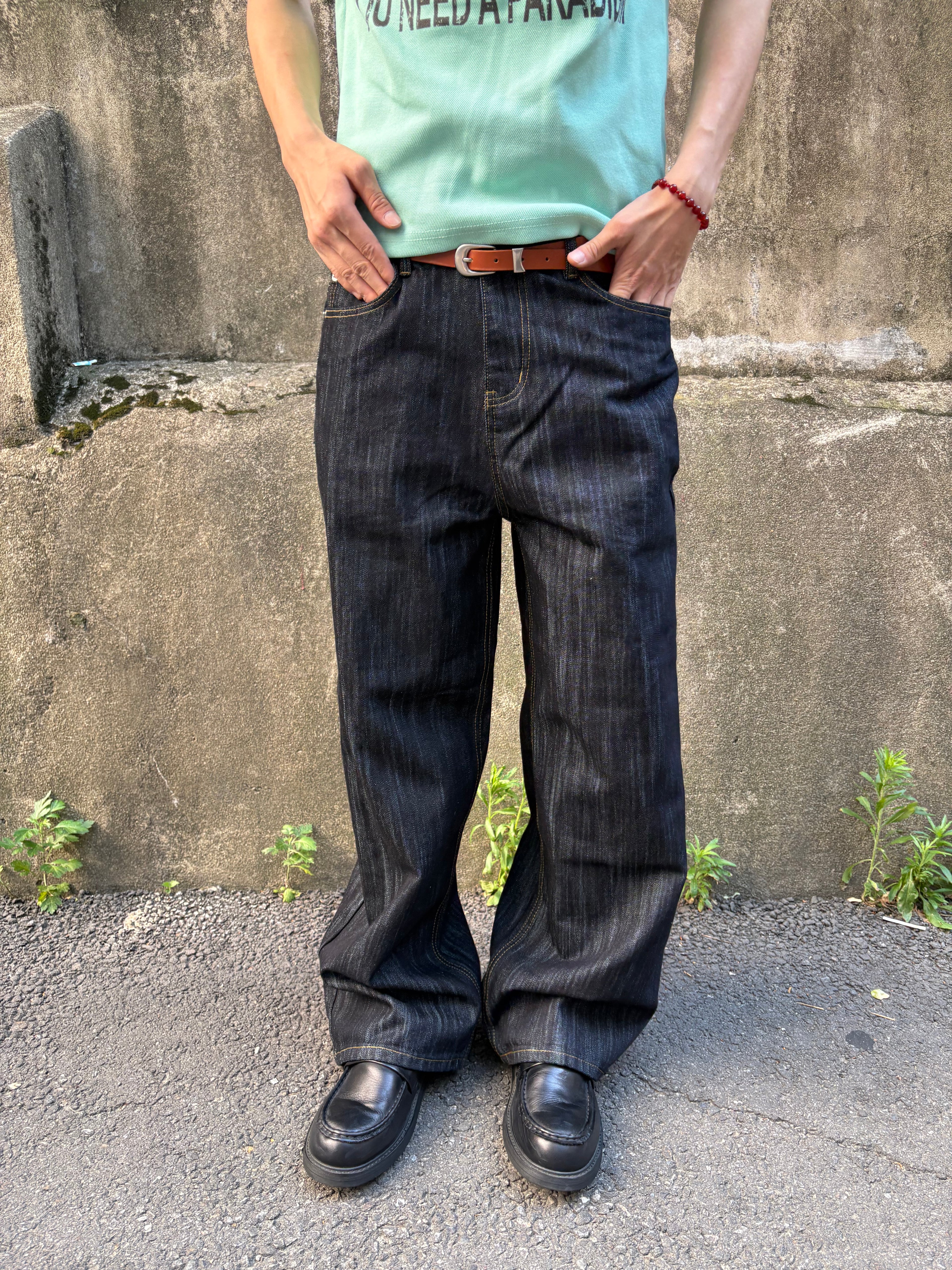 Script-Embroidered Selvedge Jeans