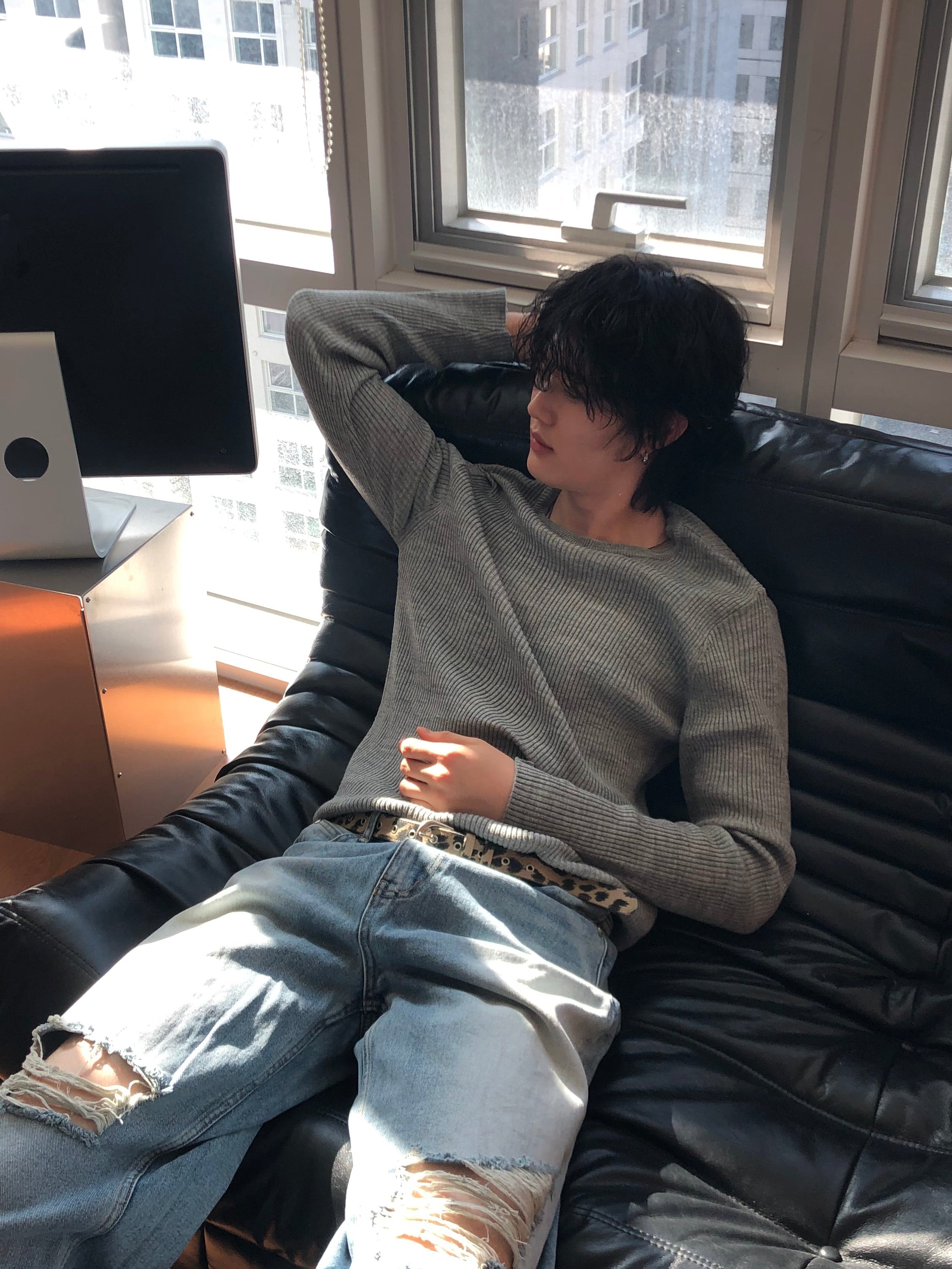 Ribbed Wool‑Blend Knit Sweater