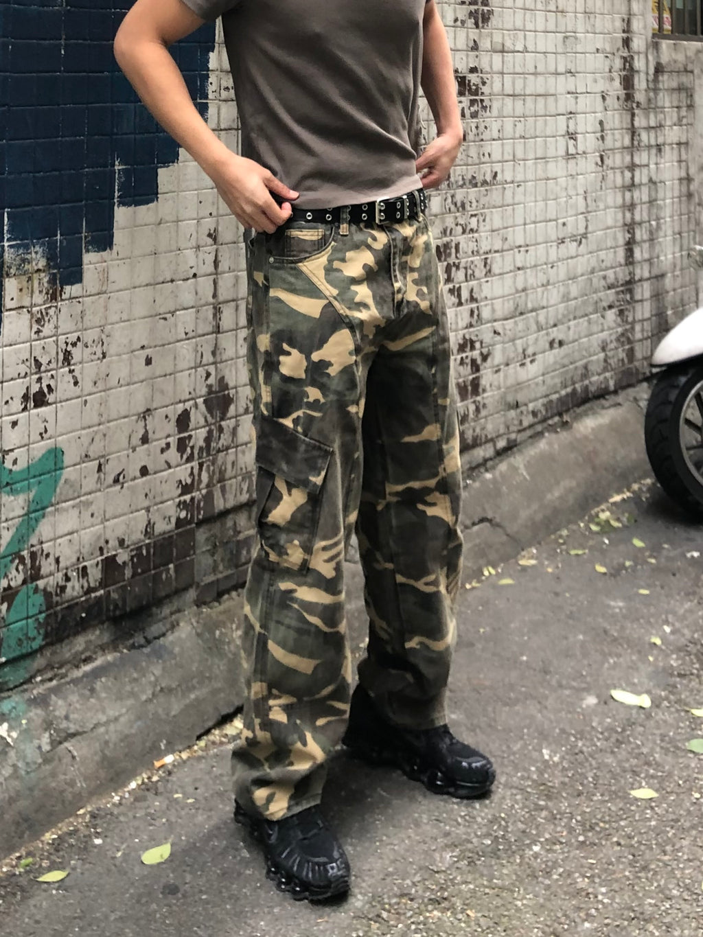 Camo Panel Wide Cargo Pants
