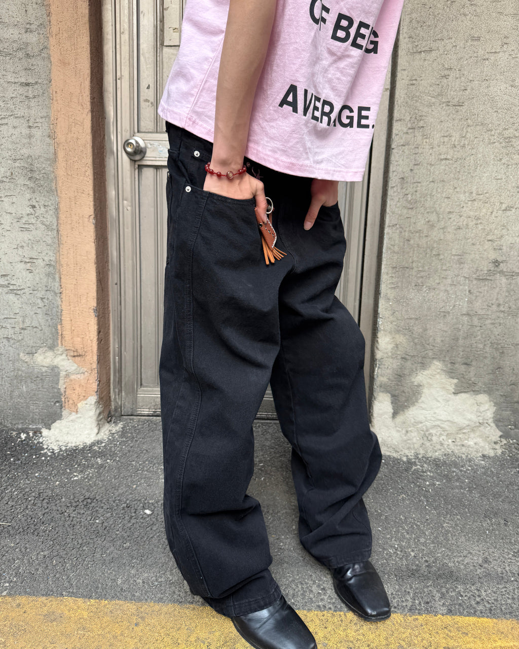 Tab-Pocket Wide Denim Pants