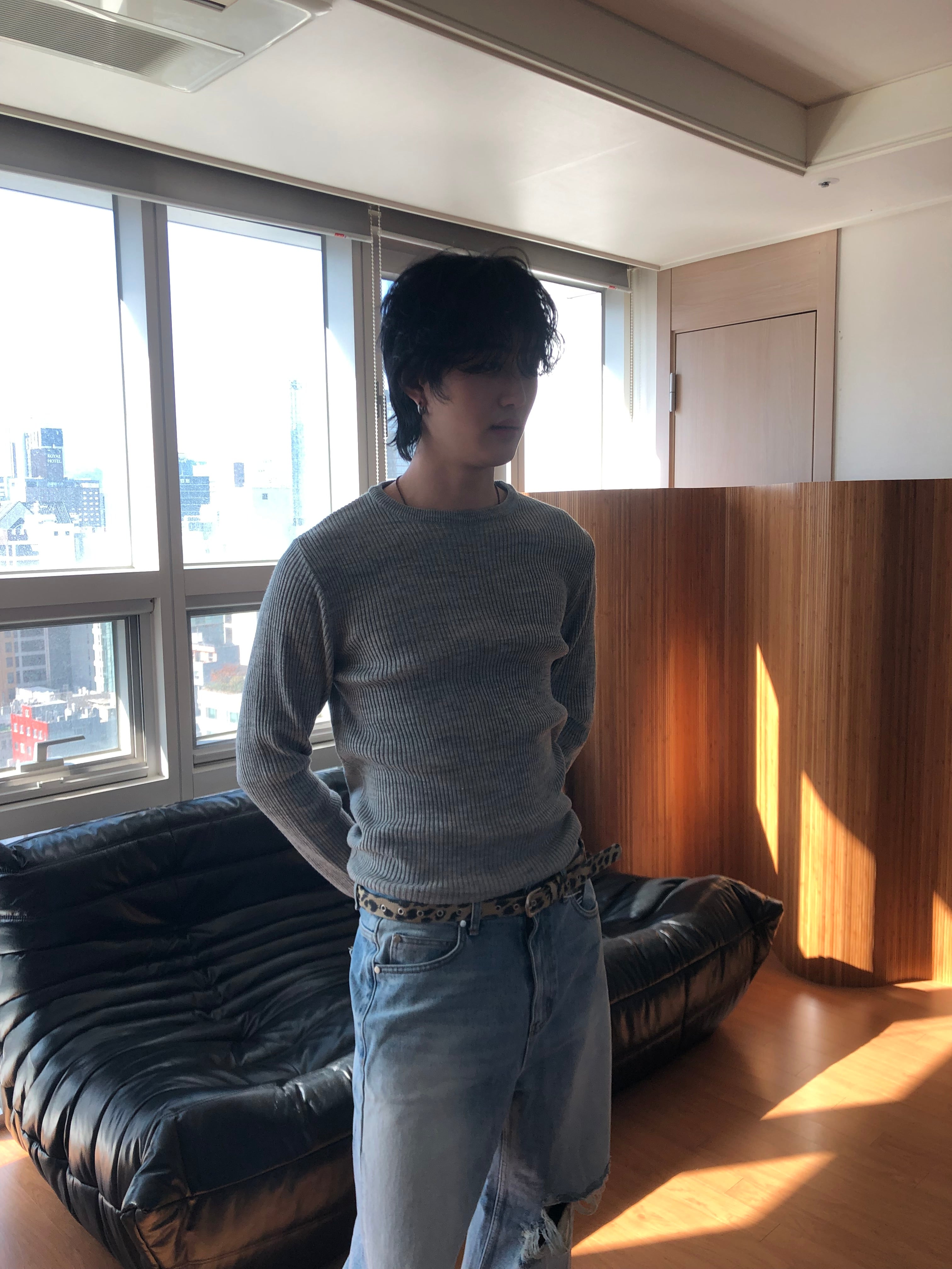 Ribbed Wool‑Blend Knit Sweater