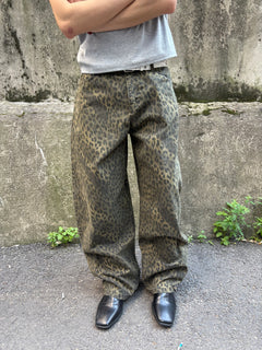 Washed Leopard Wide Cotton Pants