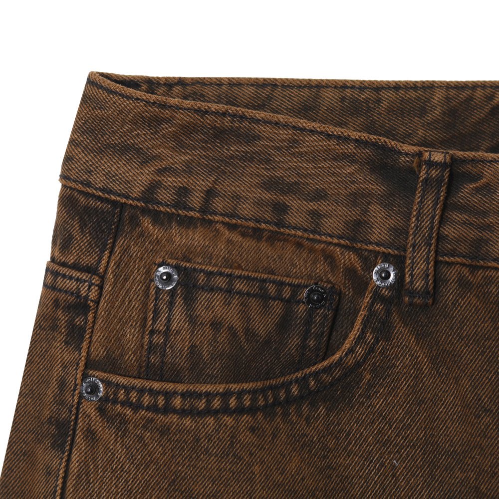 Brown Vintage Wash Wide Denim Pants