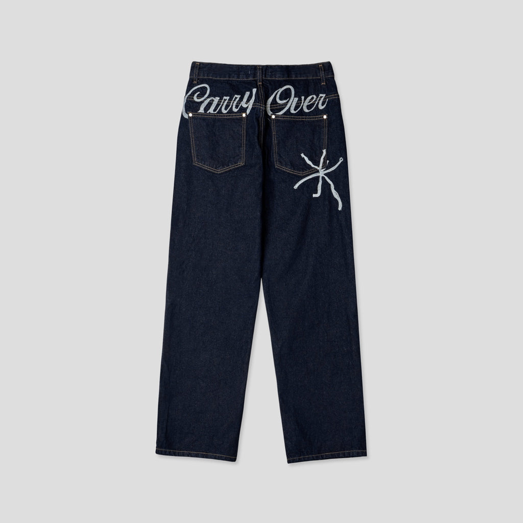 Carry Over Embroidery Wide Denim Pants