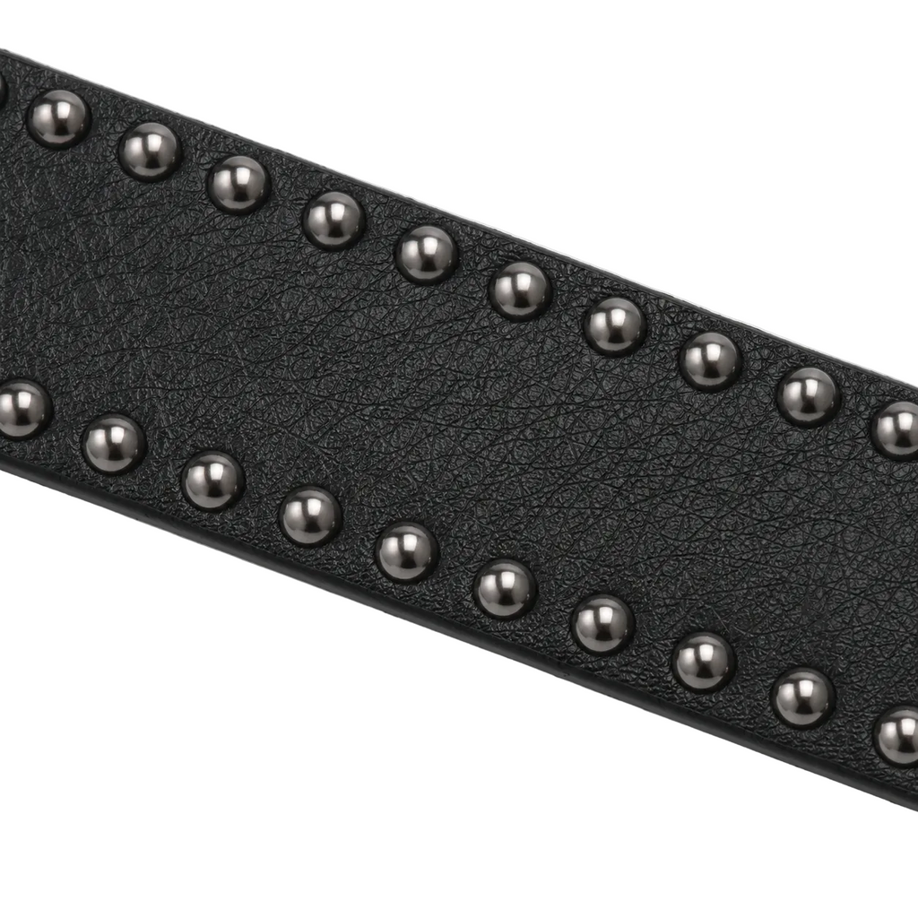 Double-Row Studded Black Belt