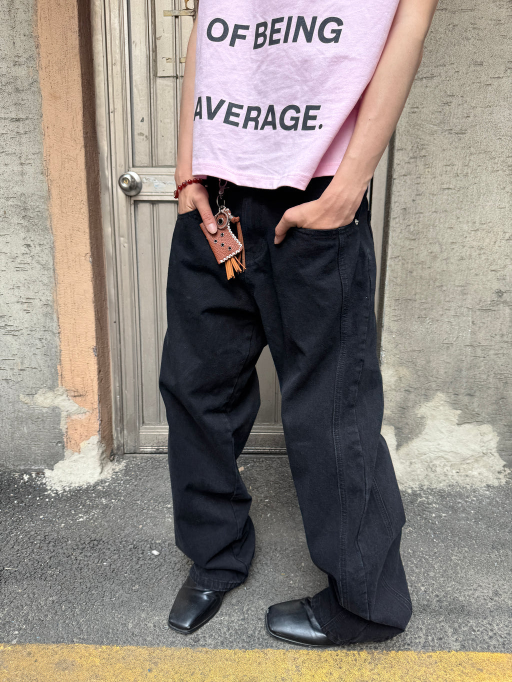 Tab-Pocket Wide Denim Pants