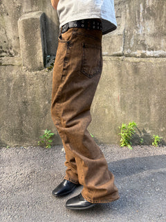 Brown-Black Mid-Wide Denim Pants