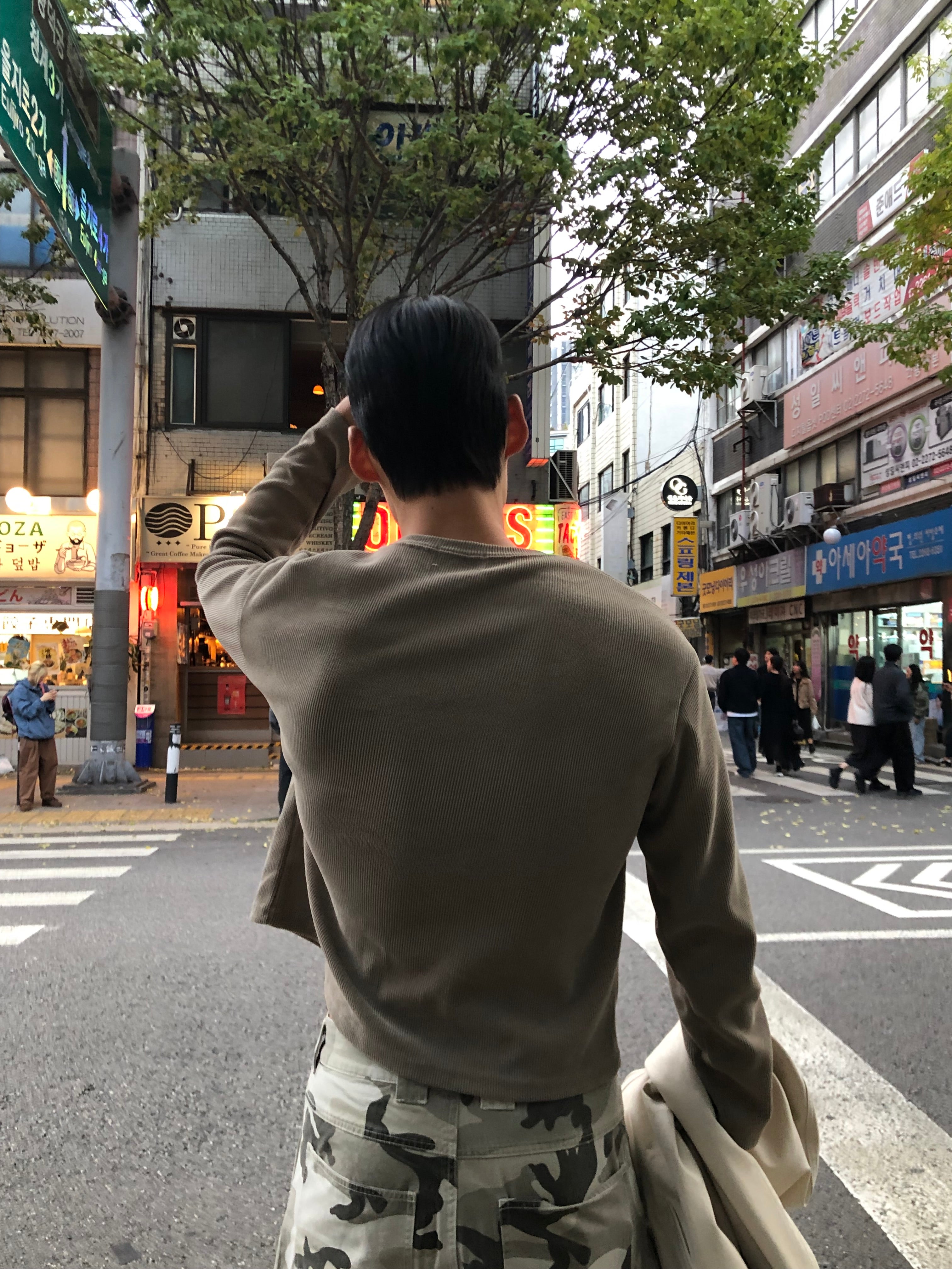 Waffle Knit Crop Long Sleeve