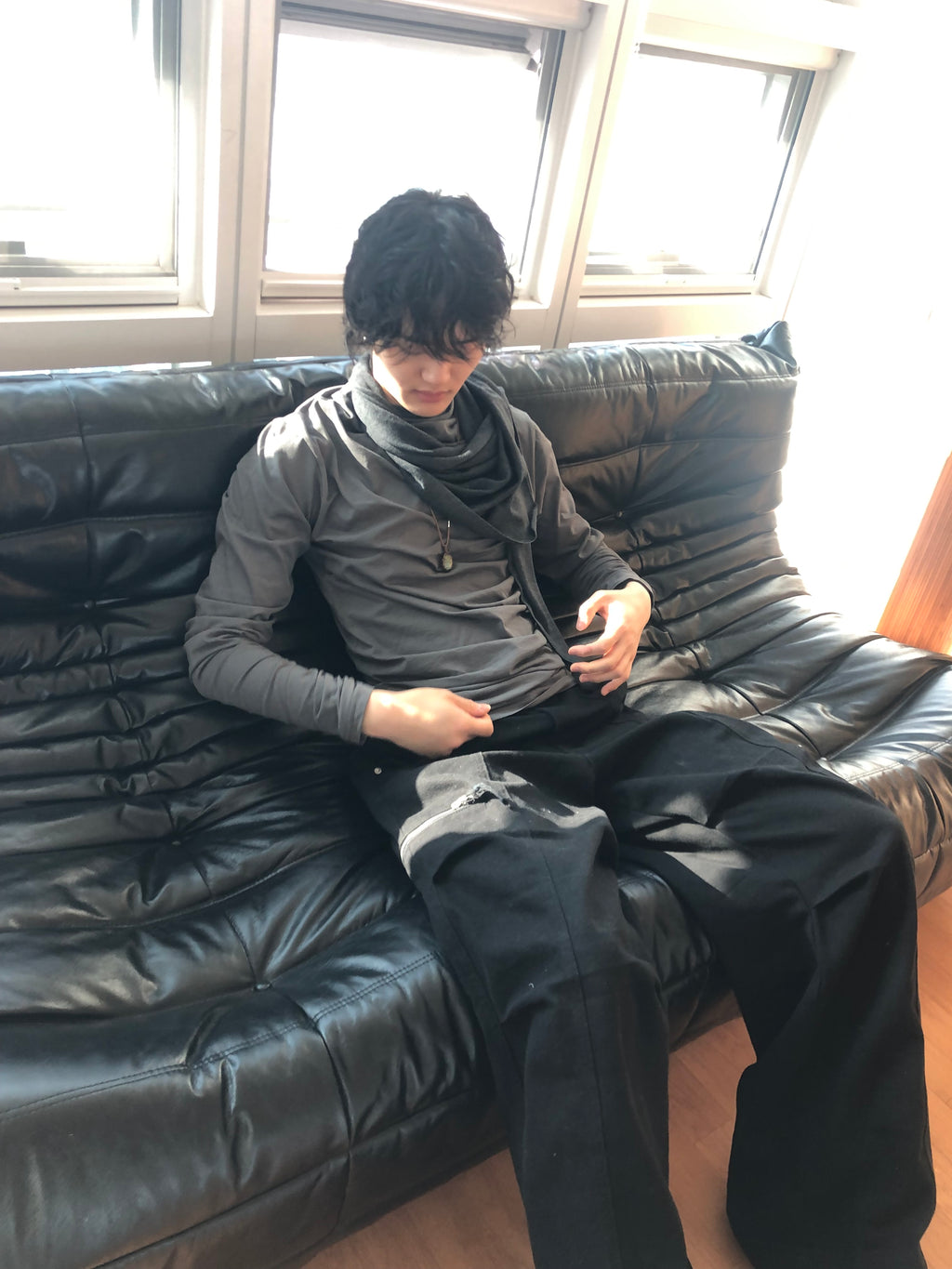 Soft Shirring Long Sleeve Top