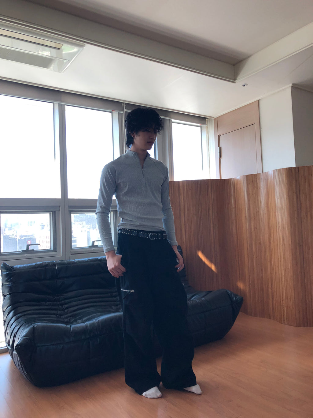 Ribbed Half‑Zip Muscle Top