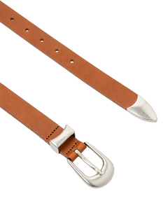 Western Curve-Buckle Leather Belt