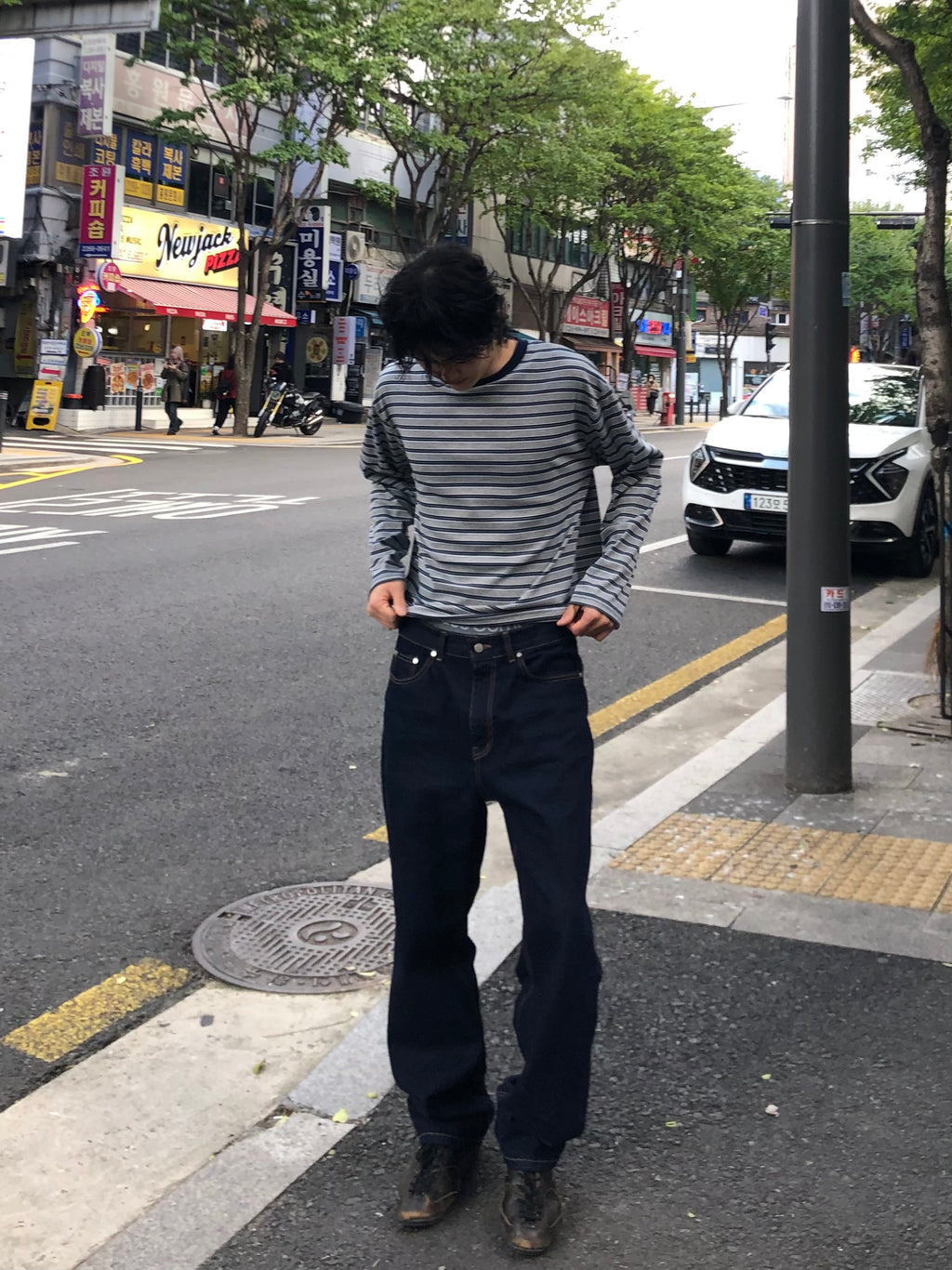 Carry Over Embroidery Wide Denim Pants