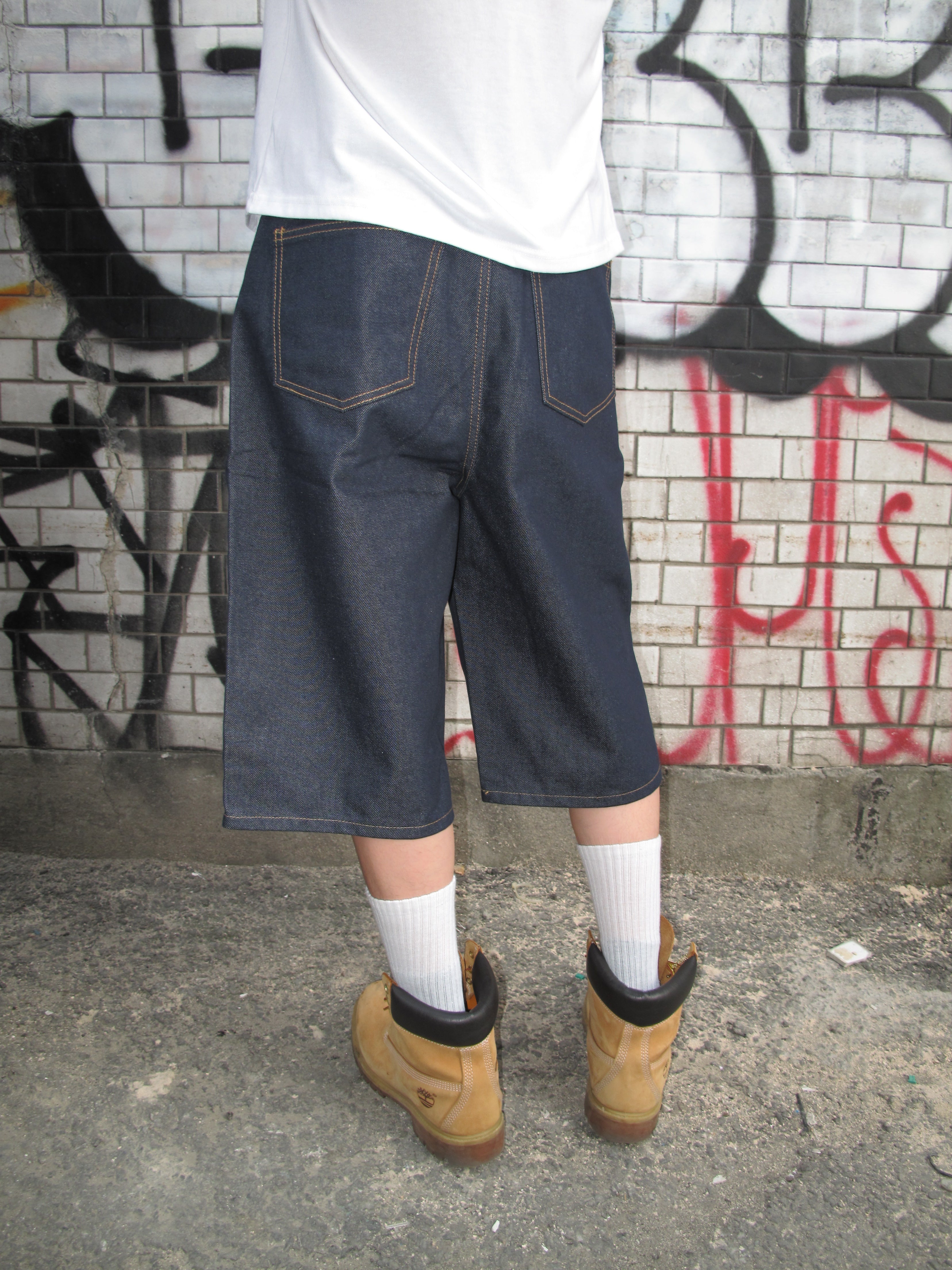 Graphic Double-Knee Denim Bermuda Shorts