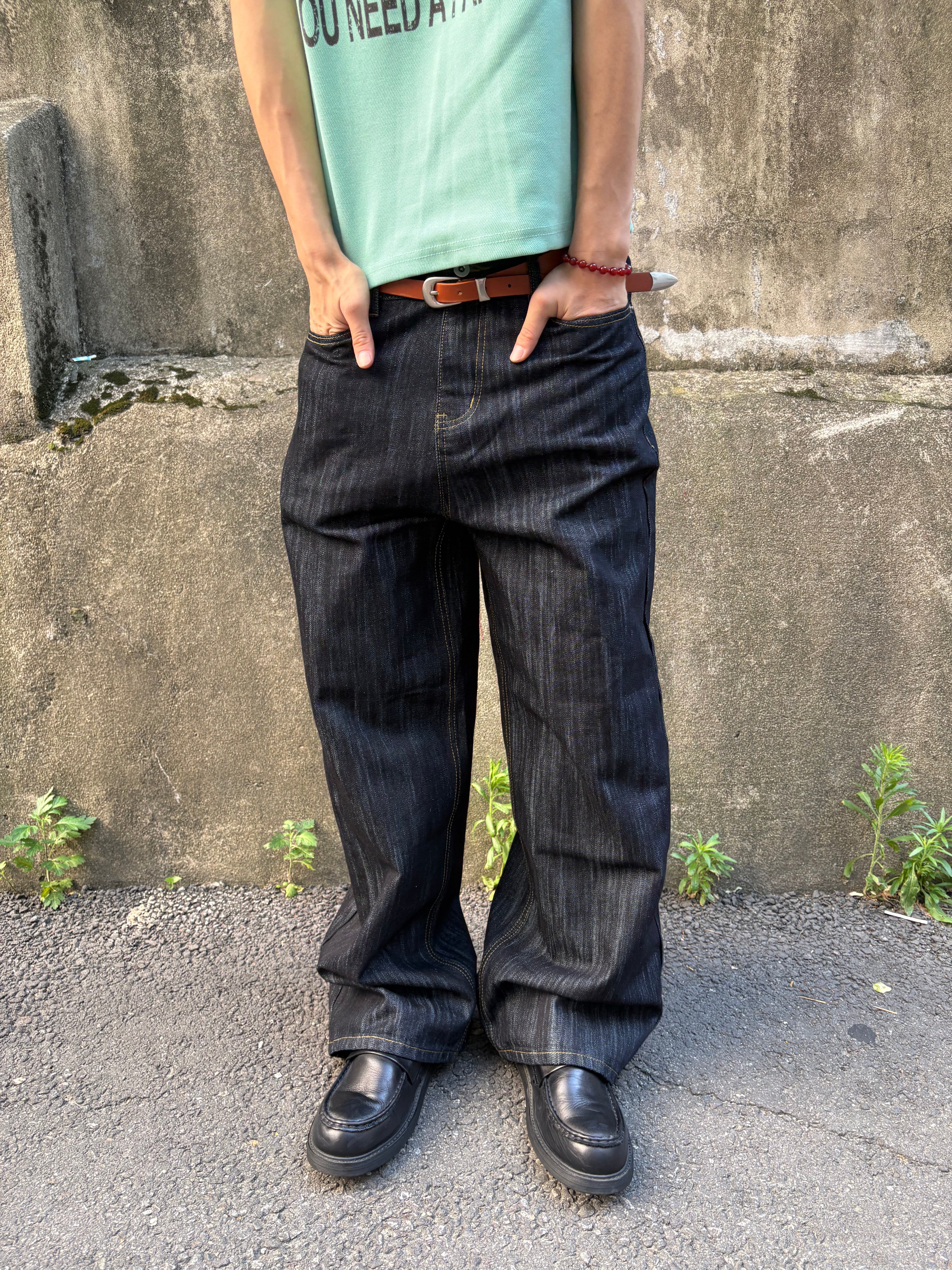 Script-Embroidered Selvedge Jeans