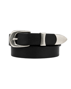 Western Curve-Buckle Leather Belt