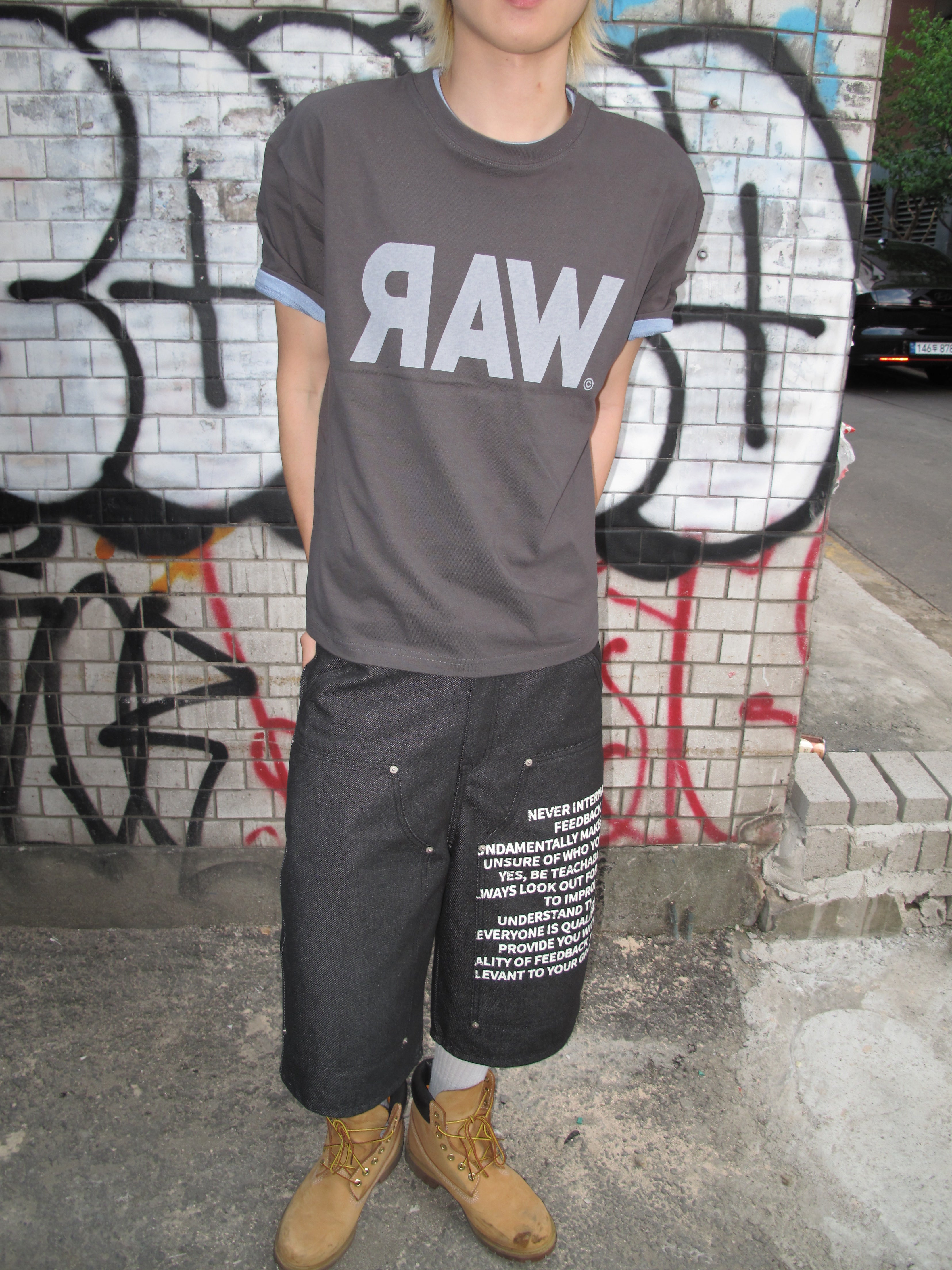Graphic Double-Knee Denim Bermuda Shorts